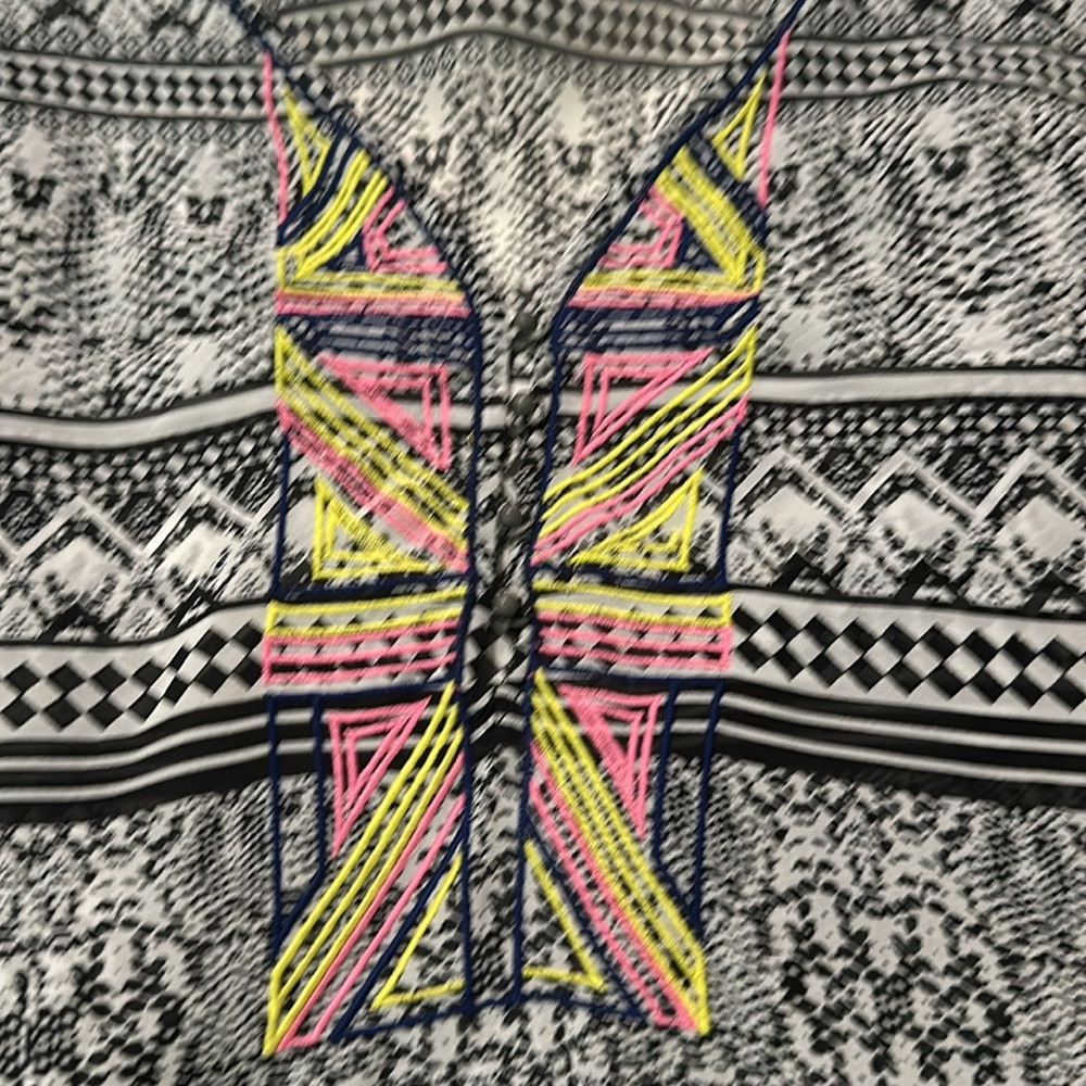 Jessica Simpson Cold-Shoulder Aztec Print Embroidered Top - Picture 11 of 12